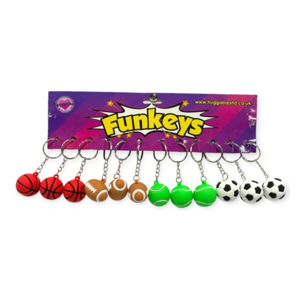 HU9005-SPORTS BALL ASSTD KEYRING