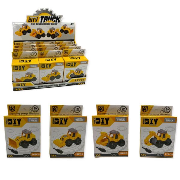 HU1108-MINI CONSTRUCTION TRUCKS TAKE APART CDU X 12