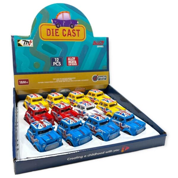 HU1398-DIE CAST UNION JACK CAR CDU X 12