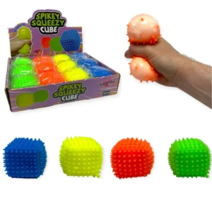 HU1548-6.5CM NEON SPIKEY SQUEEZY CUBE
