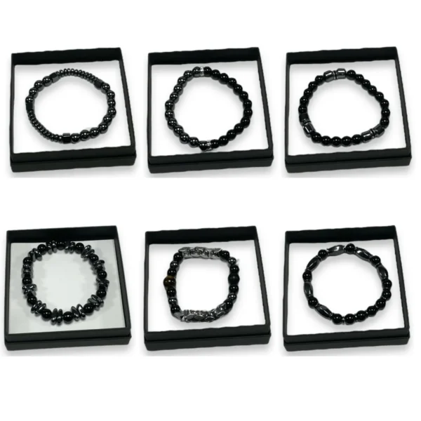 HU9298-BRACELET GRAPHITE BOXED 6 ASSORTED