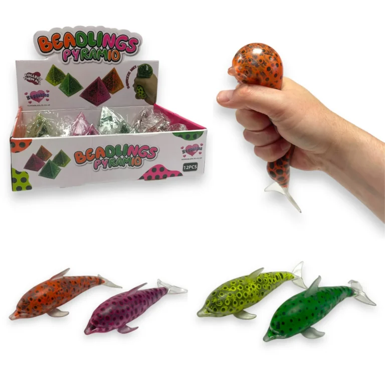 HU8058-17CM NEON BEADS SQUEEZY DOLPHIN