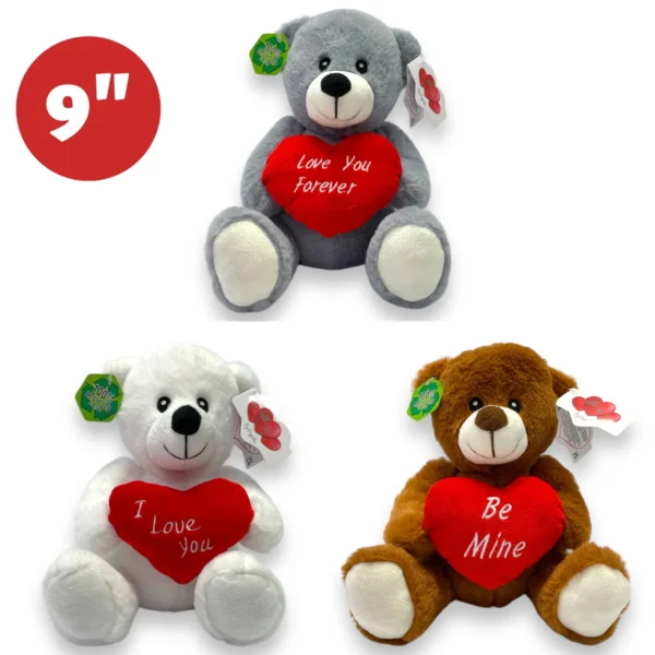 30416-9-9INCH SLOGAN HUGS HEART BEAR