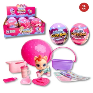 14CM SURPRISE OVAL BALL WITH MINI TOYS CDU X 6