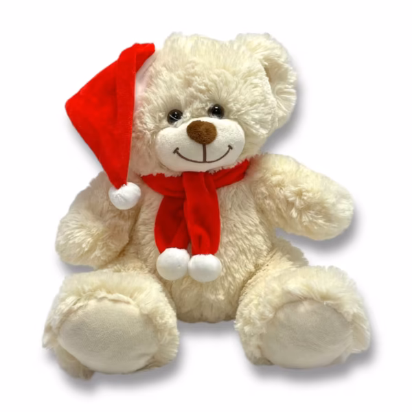 31035-1010INCH-BRUNO-XMAS-BEAR-RED-HAT-SCARF