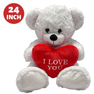 24 INCH I LOVE YOU HEART BEAR WHITE
