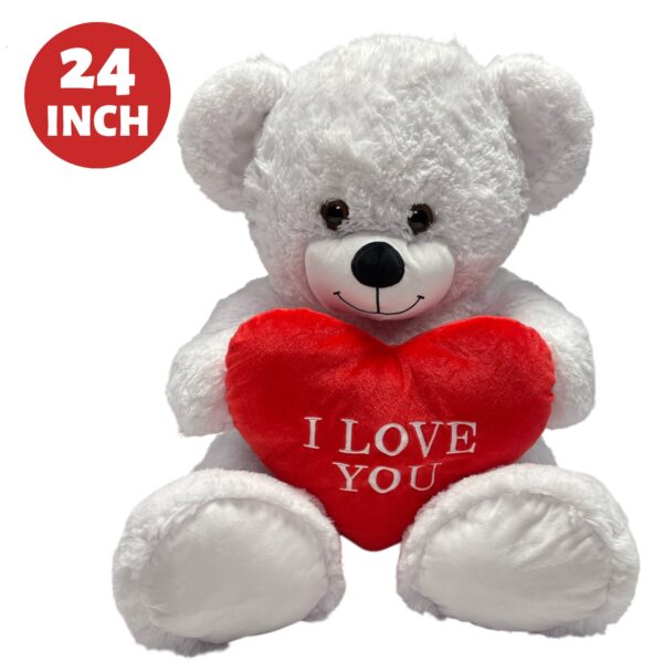 24 INCH I LOVE YOU HEART BEAR WHITE