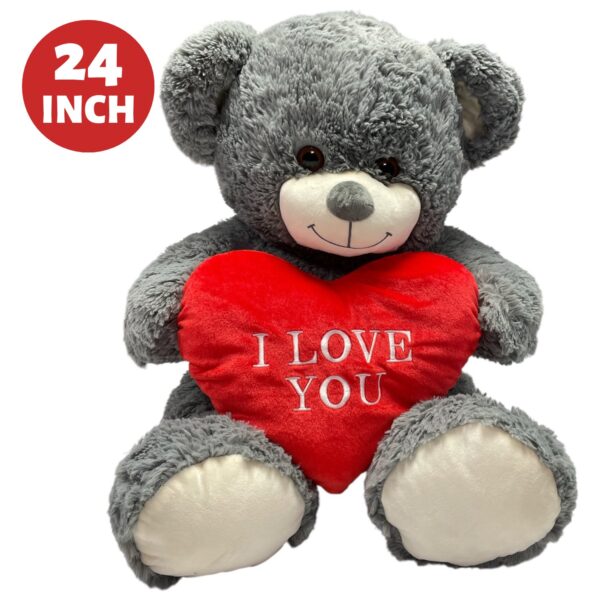 24 INCH I LOVE HEART BEAR GREY