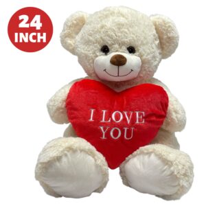 31038-24-24INCH-I-LOVE-YOU-HEART-BEAR-IVORY