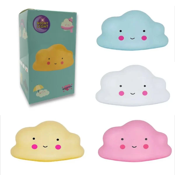 HU9310-10CM CLOUD NIGHT LIGHT 4 ASSORTED COLOURS