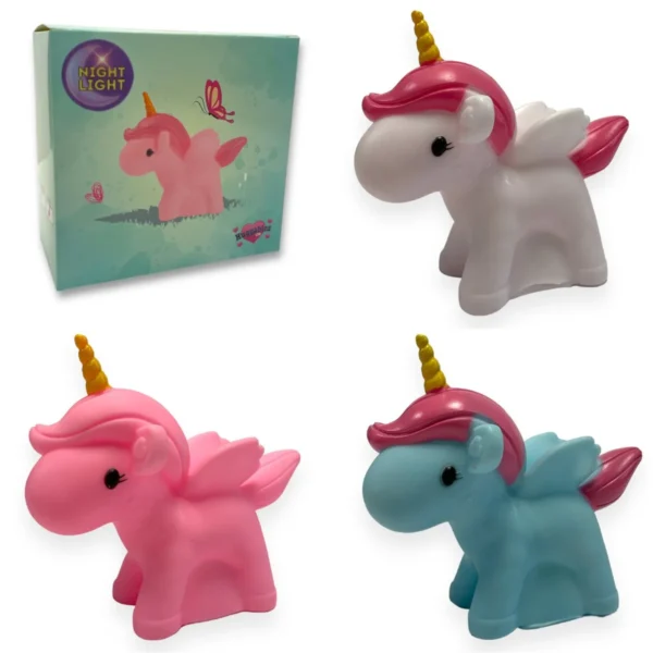 HU9315-15CM UNICORN NIGHT LIGHT 3 ASSORTED COLOURS