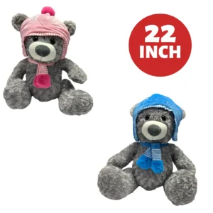 22-INCH-GREY-WINTER-HAT-SCARF-BEAR-TWIN