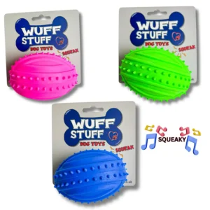 9CM SQUEEKY OVAL TEXTURED DOG TOY 3 COLS (CTN QTY 60)