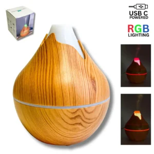 200ML (12CM) AROMA SNOW MOUNTAIN DIFFUSER LIGHT WOOD EFFECT COLOUR CHANGING (CTN QTY 36)