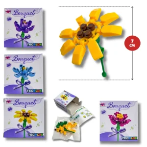 HU8222 7CM TECBLOX BYO BOUQUET STEM FLOWERS 4 ASSORTED